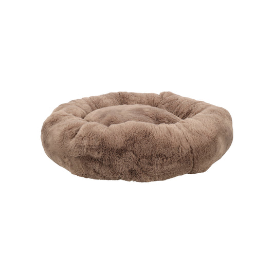 Comfortabele donut hondenmand van 58 cm. Zacht pluche dierenbed met hoge rand voor geborgenheid. Geschikt voor katten en kleine honden.