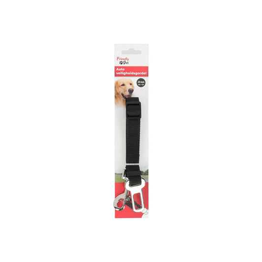 Autoveiligheidsgordel voor hond van nylon met klik tong voor gordelsluiting en musketonhaak
