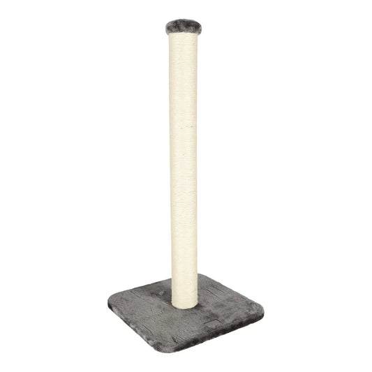 Strakke krabzuil: 90 cm hoge sisal paal op een stabiele, antraciet pluche voet. Ideaal voor rekken, krabben en nagelverzorging; beschermt meubels.