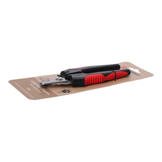 nagelknipper met metalen messen en veermechanisme, geschikt voor het knippen van stevige nagels bij grote honden.