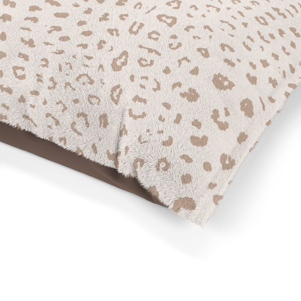 Luxury Neutral Leopard Print Pet Bed - Plush Cozy Cushion for Dogs & Cats