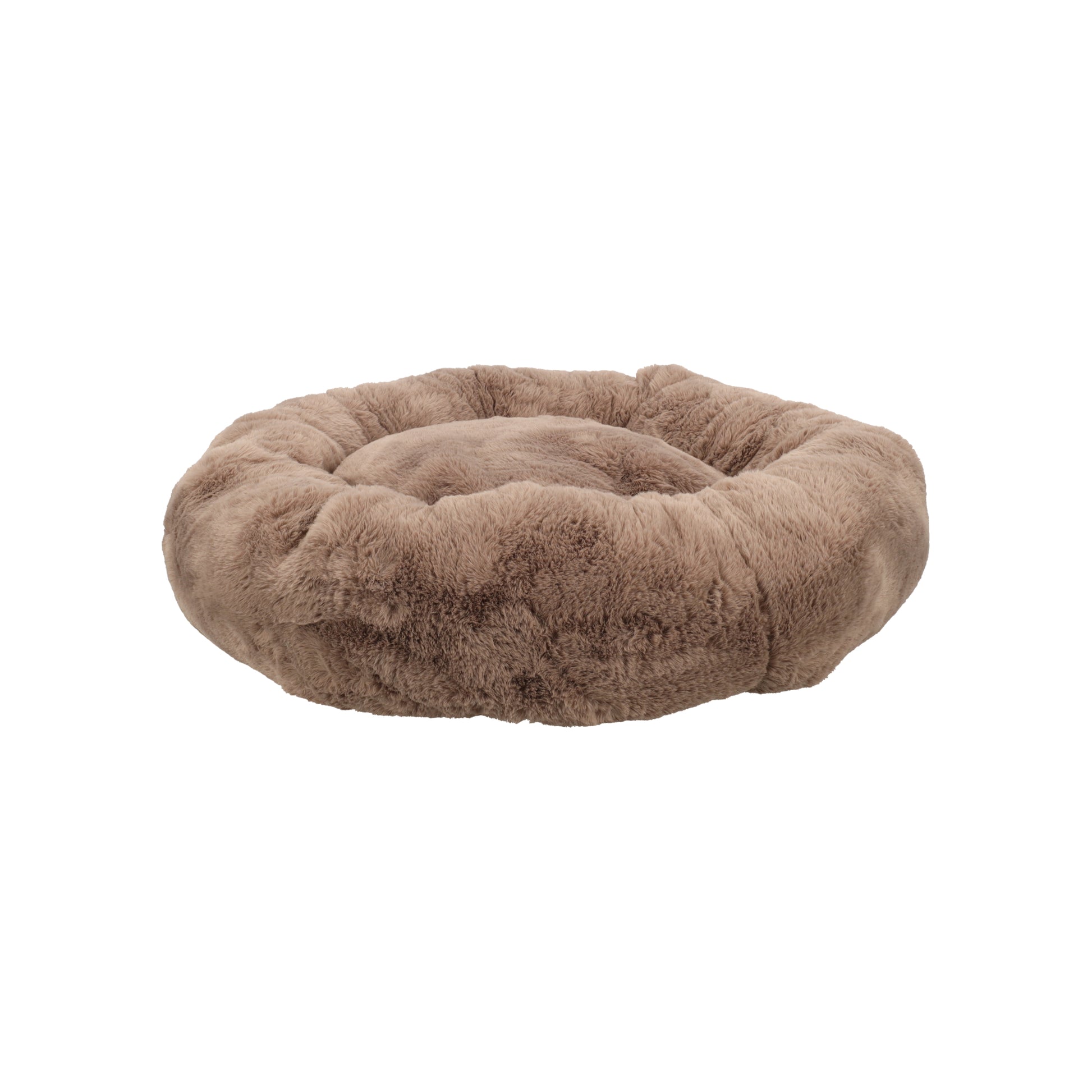 Comfortabele donut hondenmand van 58 cm. Zacht pluche dierenbed met hoge rand voor geborgenheid. Geschikt voor katten en kleine honden.