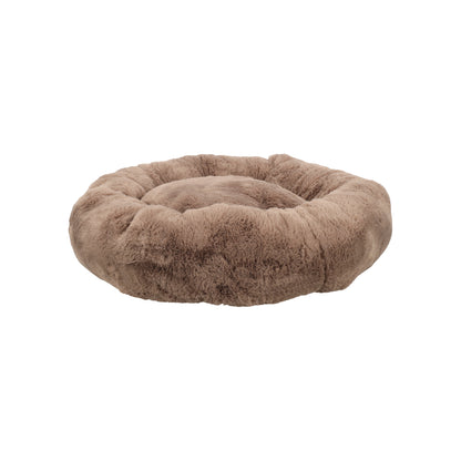 Comfortabele donut hondenmand van 58 cm. Zacht pluche dierenbed met hoge rand voor geborgenheid. Geschikt voor katten en kleine honden.