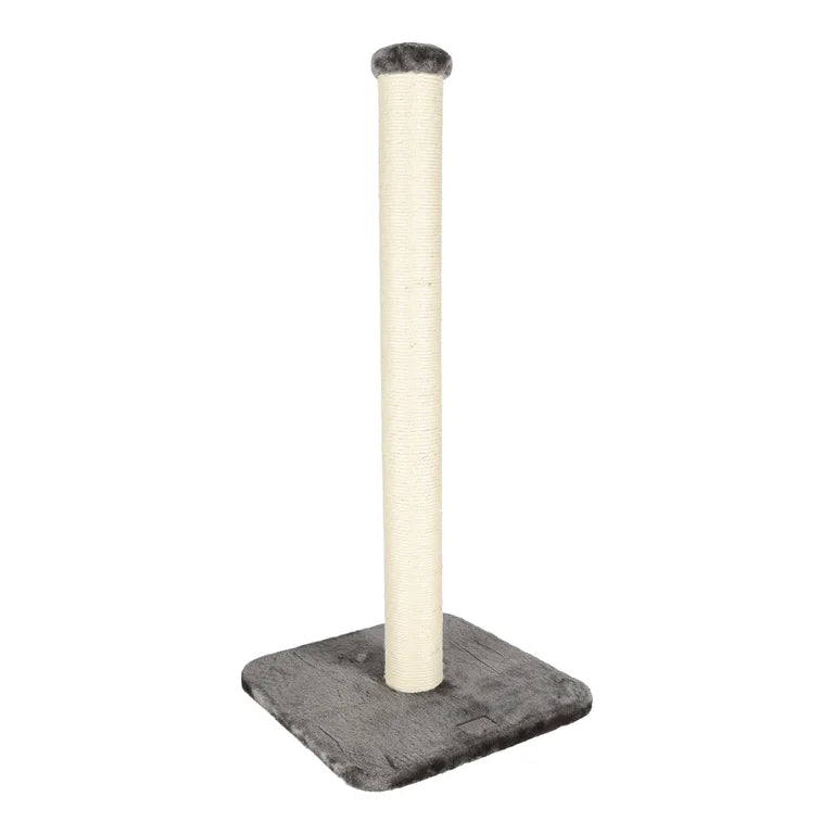 Strakke krabzuil: 90 cm hoge sisal paal op een stabiele, antraciet pluche voet. Ideaal voor rekken, krabben en nagelverzorging; beschermt meubels.