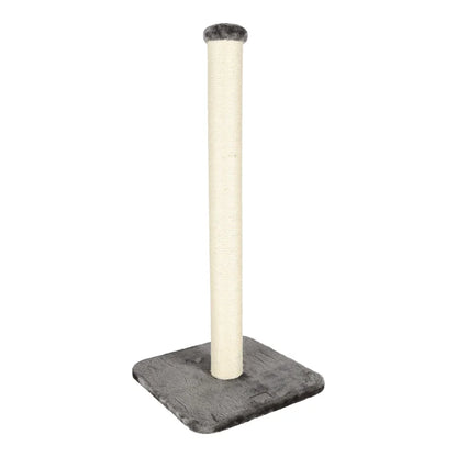 Strakke krabzuil: 90 cm hoge sisal paal op een stabiele, antraciet pluche voet. Ideaal voor rekken, krabben en nagelverzorging; beschermt meubels.